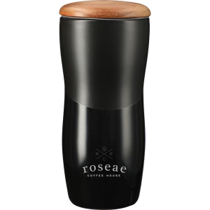 Reno Double Wall Ceramic Tumbler with Wood Lid 10oz